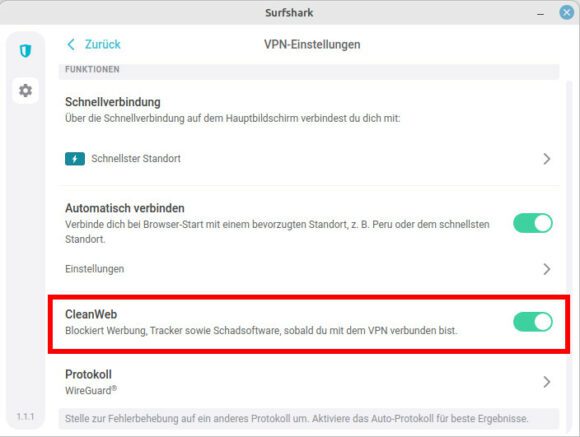 Surfsharks CleanWeb - toller Adblocker, schützt auch vor Trackern und Malware