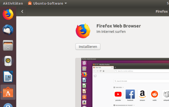 Firefox bei Ubuntu 18.04 LTS installiert oder nicht? Häh?