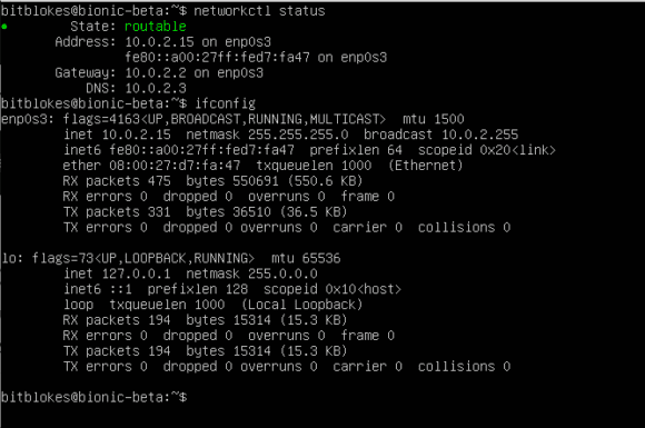 networkctl status und ifconfig