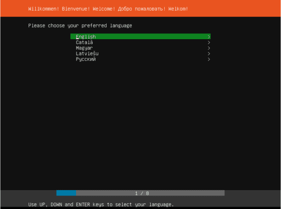 Ubuntu 18.04 Server Installer - Sprachauswahl