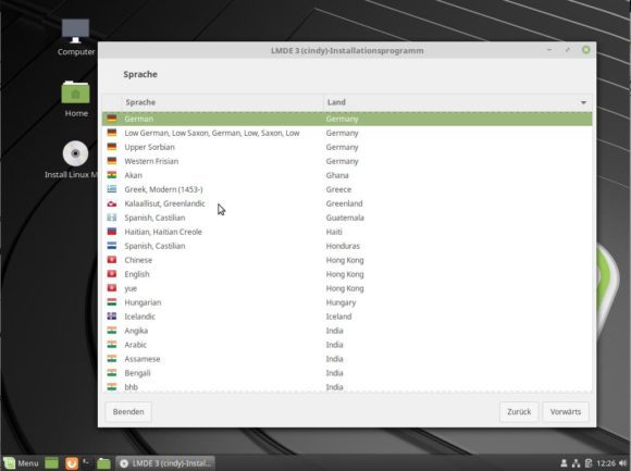 LMDE 3 lässt sich sehr einfach via debian Installer einspielen