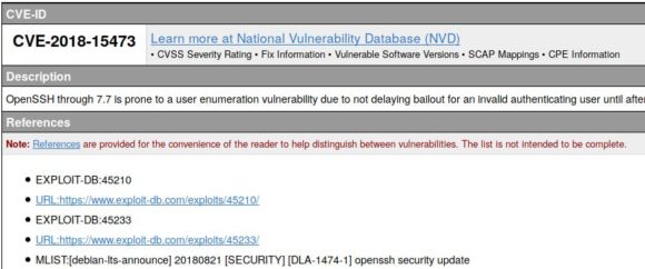 Die neueste Sicherheitslücke on OpenSSH ist CVE-2018-15473