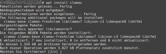 Virescanner ClamAV und Freshclam installieren