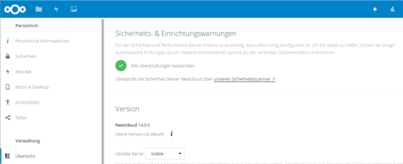 Nextcloud 14 und alle Warnungen sind weg!