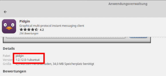 Pidging ist bei Ubuntu als 2.12 vorhanden