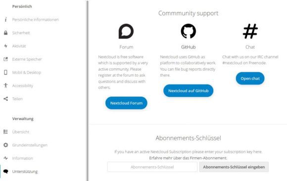 Support für die Nextcloud 14