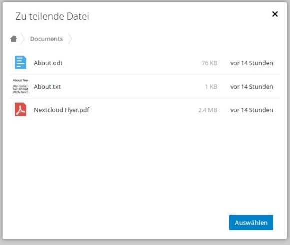 Nextcloud Talk 4.0: Im Chat zu teilende Datei