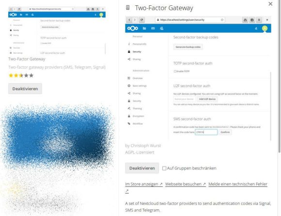 2FA über Signal, Telegram und SMS - nextcloud 14