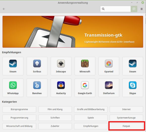 Linux Mint Software-Management mit Flatpak