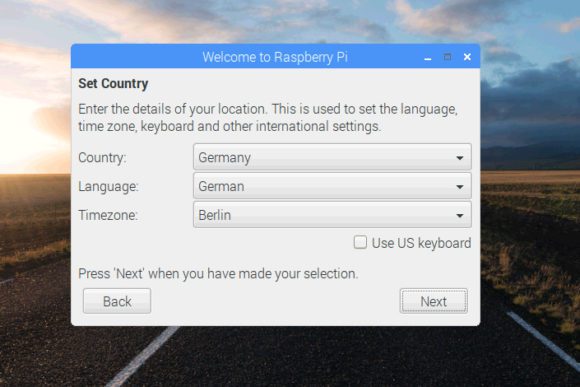 Sprache und Tastatur - mit Option für US-Tastatur