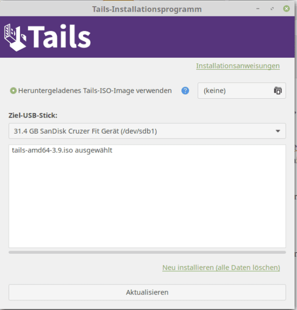 Tails Installer - einfacher geht es fast schon nicht mehr