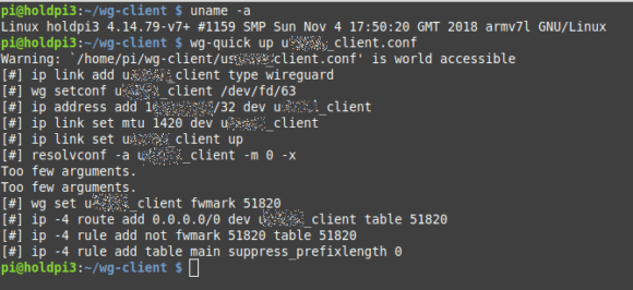 Raspberry Pi via VPN-Protokoll WireGuard verbunden