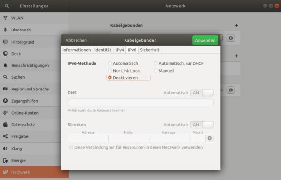 Ubuntu IPv6 deaktivieren