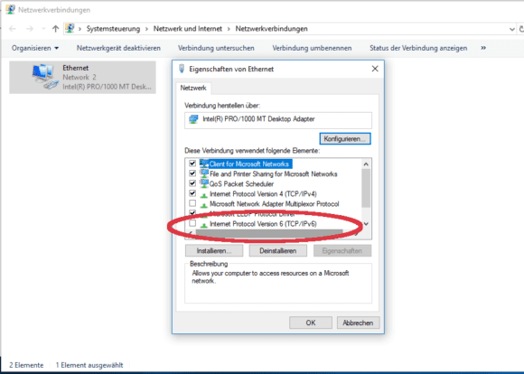 Windows IPv6 deaktivieren & deaktivieren