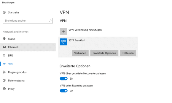 Windows SSTP einrichten & SSTP eingerichtet