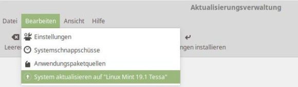 Upgrade auf Linux Mint 19.1 Tessa anstoßen
