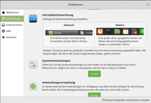 Linux Mint 19.1 Tessa heißt DIch Herzlich Willkommen