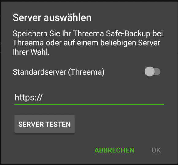 Eigenen Server auswählen