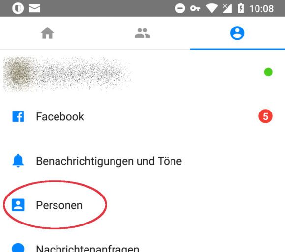 Facebook Messenger - Einstellungen - Personen