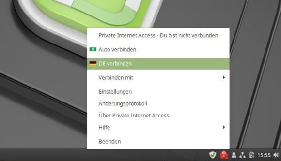 Linux MINT 19 PIA Favoriten Taskleiste