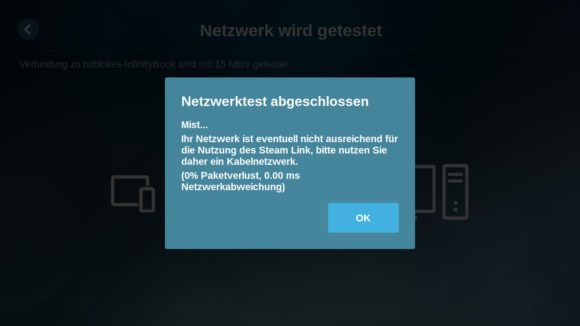 Beim Netzwerktest gibt es in meinem Fall etwas zu meckern