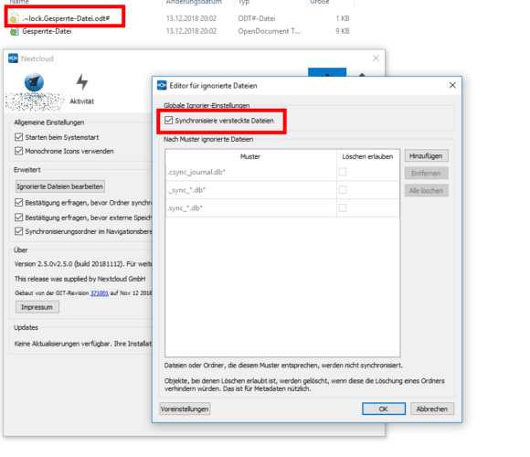Nextcloud Client 2.5.0 synchronisiert keine versteckten Lock-Dateien