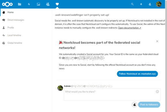 Nextcloud 15 und Social