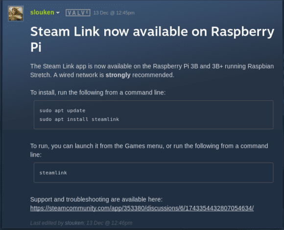 Steam Link für den Raspberry Pi