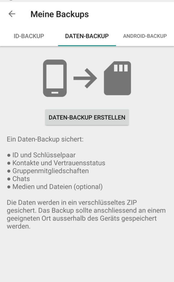 Unbedingt ein Backup anlegen!