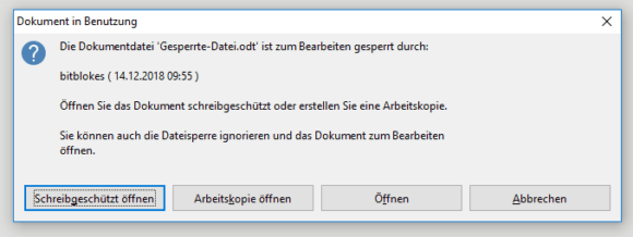 Die Windows-Meldung zur gesperrten Datei