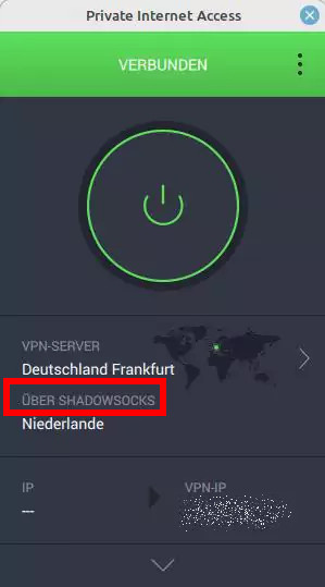 PIA – getarnt über Shadowsocks verbunden