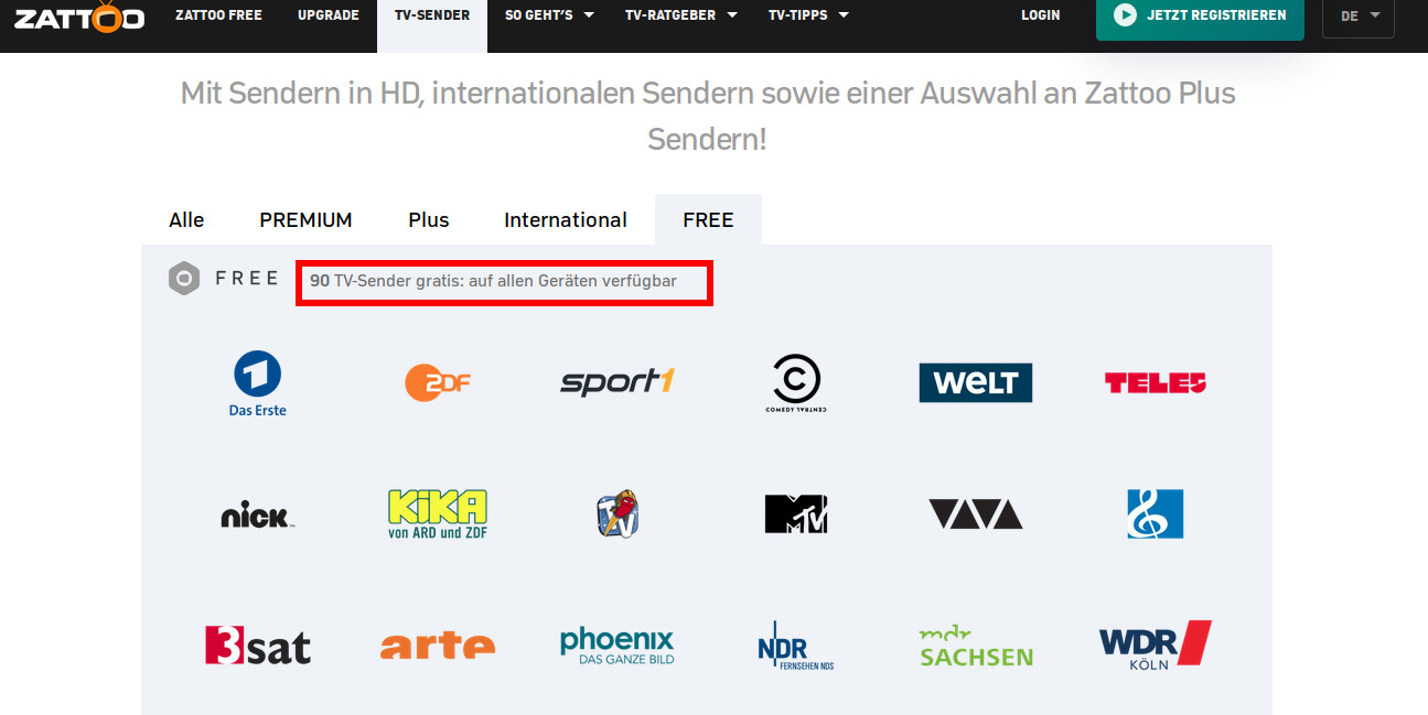 Zattoo alle Sender kostenlos freischalten