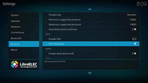 LibreELEC 9 lässt Dich das SSH-Passwort einfach ändern
