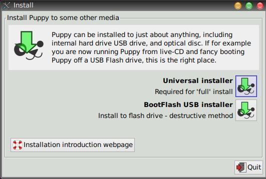 Installation von Puppy Linux auch auf USB-Stick möglich