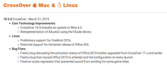 CrossOver 18.5.0 basiert auf Wine 4.0