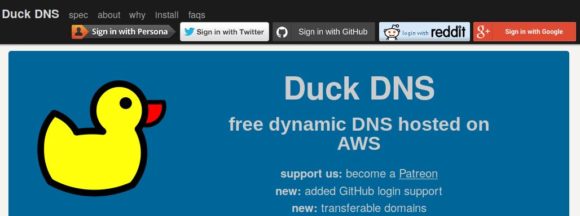 DuckDNS.org bietet mehrere Möglichkeiten, sich anzumelden