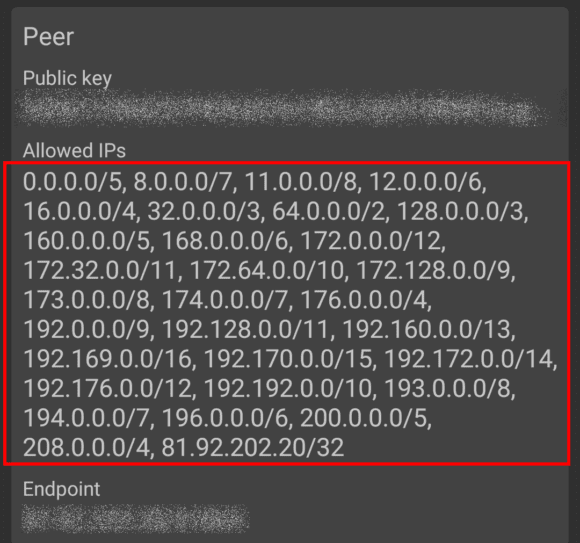 WireGuard Android: Private IP-Adressen, die per Standard ausgenommen sind