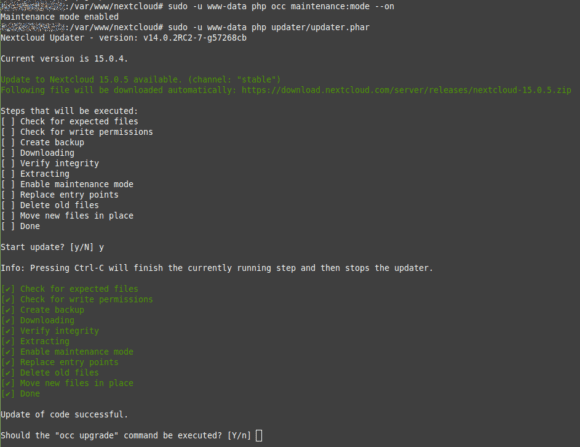 Update auf Nextcloud 15.05