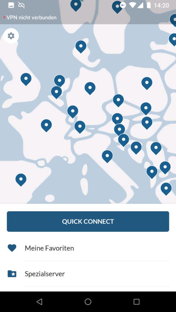 Die Android App von NordVPN ist sehr benutzerfreundlich