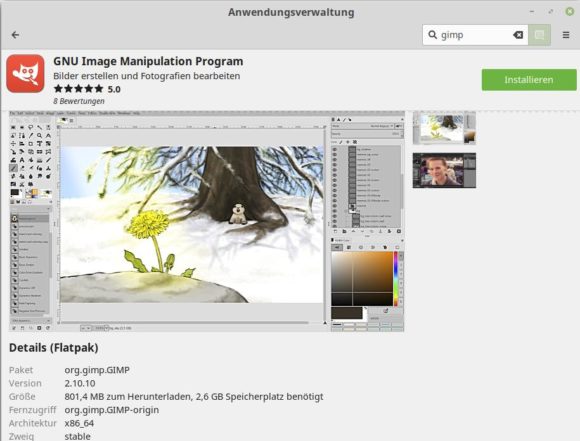 GIMP 2.10.10 ist als Flatpak verfügbar