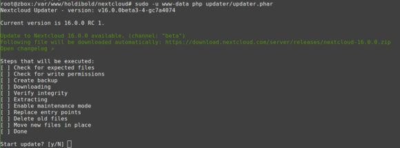 Upgrade auf Nextcloud 16