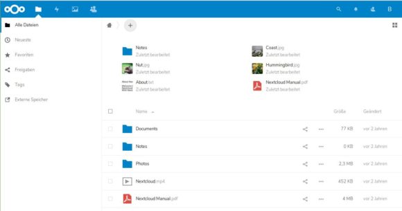 Nextcloud 16 und die zuletzt bearbeiteten Dateien