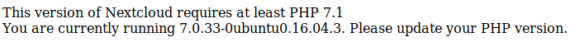 Nextcloud 16 wäre auf einem Standard Ubuntu 16.04 LTS nicht mehr gelaufen