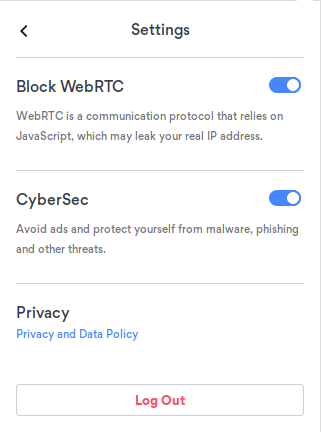 CyberSec im Browser aktivieren und WebRTC deaktivieren