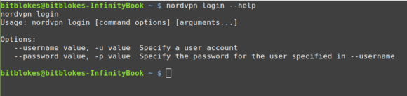 NordVPN Login mit Argumenten