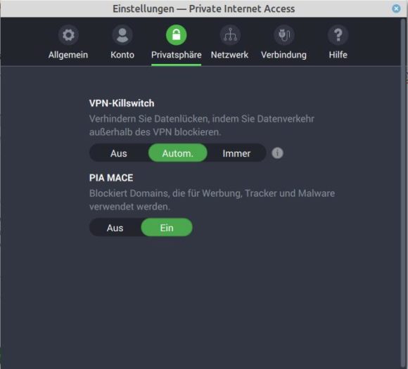 PIA MACE - toller Adblocker, schützt auch vor Malware und Trackern