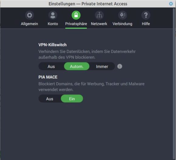 PIA MACE - toller Adblocker