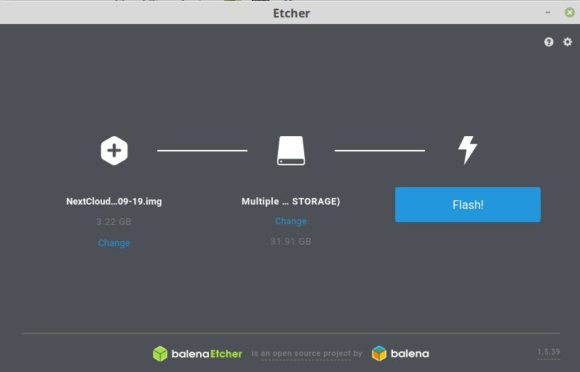 NextCloudPimit Etcher installieren