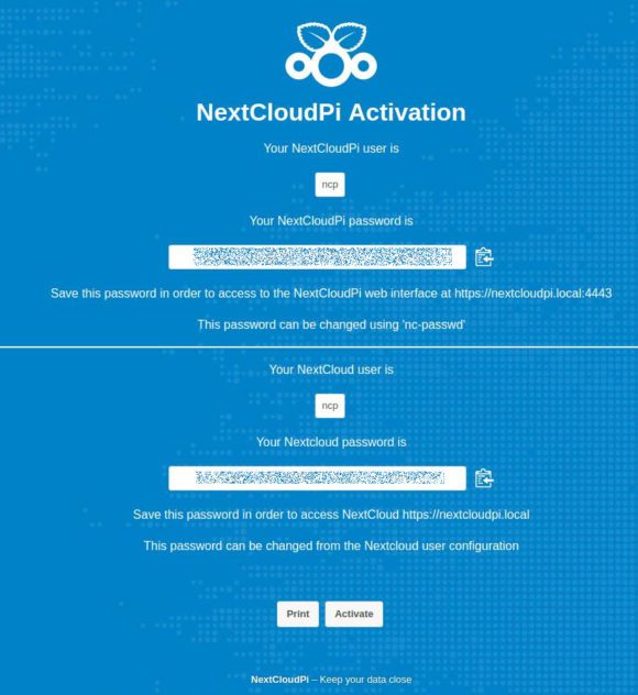 NextCloudPi aktivieren