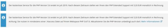 PHP Extended Support für PHP 5.6 kostet ab Mitte Juli - irgendeine .htaccess benutzt es noch